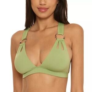 Becca Rebecca Virtue Sage Green Halter Bikini Top Skylar Ring Size M New